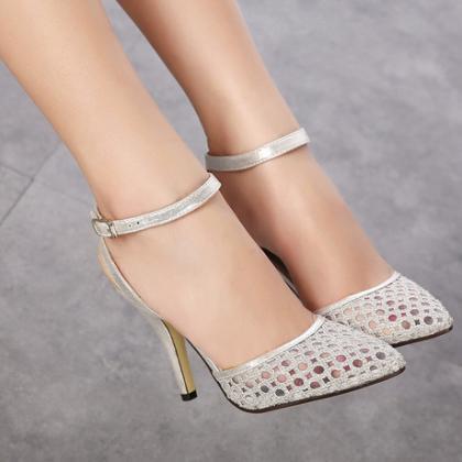 The Fine With Sexy High-heeled Sandals Breathable Mesh Side Empty ...