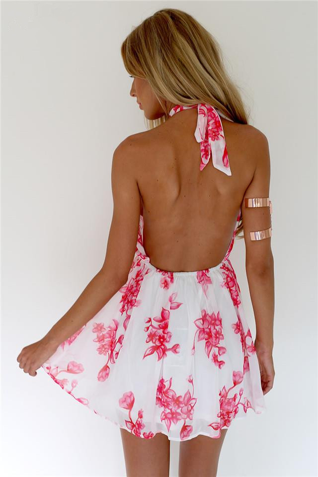 Fashion Sexy Chiffon Backless Halter Dress on Luulla