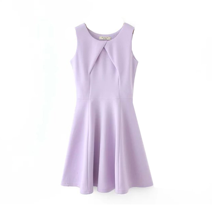 Summer new European and American women's fashion Slim candy-colored sleeveless dress