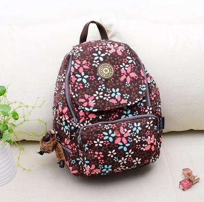 Travel Backpack Waterproof Nylon Shoulder Bag Handbag --brown Flower on ...