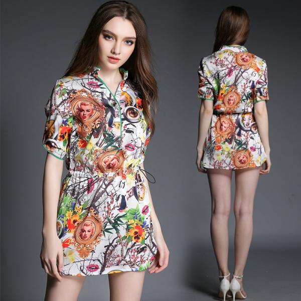 Retro New Women Slim Thin Silk Print Dress on Luulla