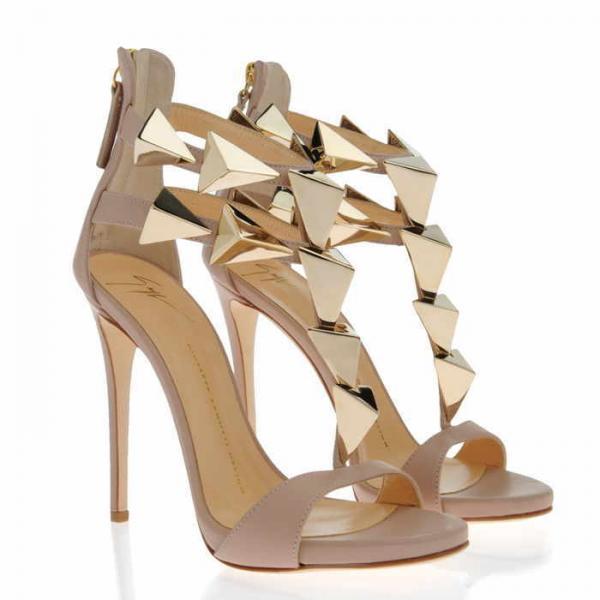 The New European And American Fashion Girl Gold Leaf Leather Sandals ...