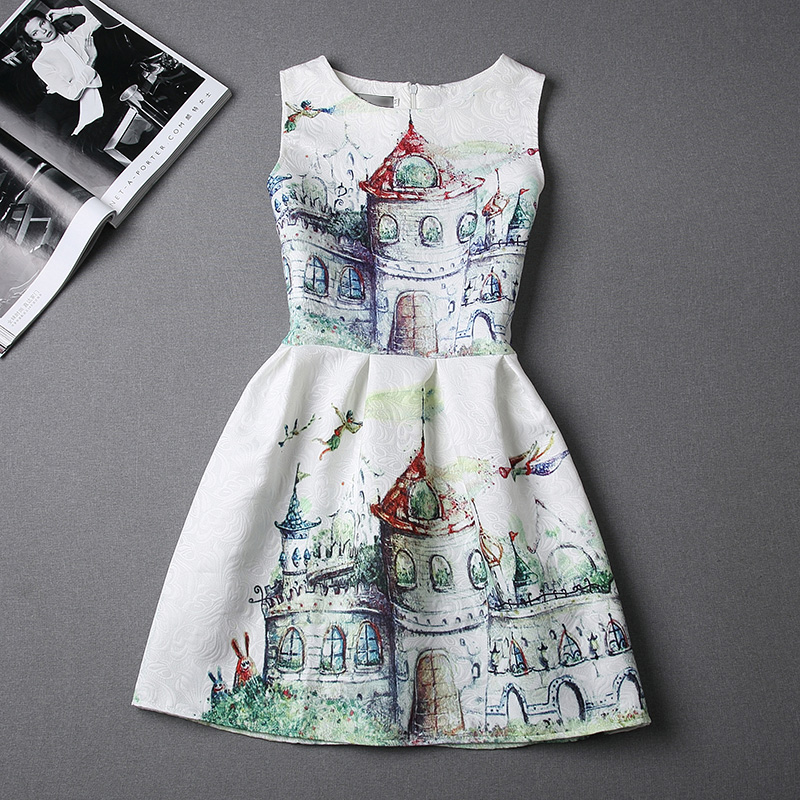Printing Spring And Summer Jacquard Was Thin Sleeveless Vest Dress ...